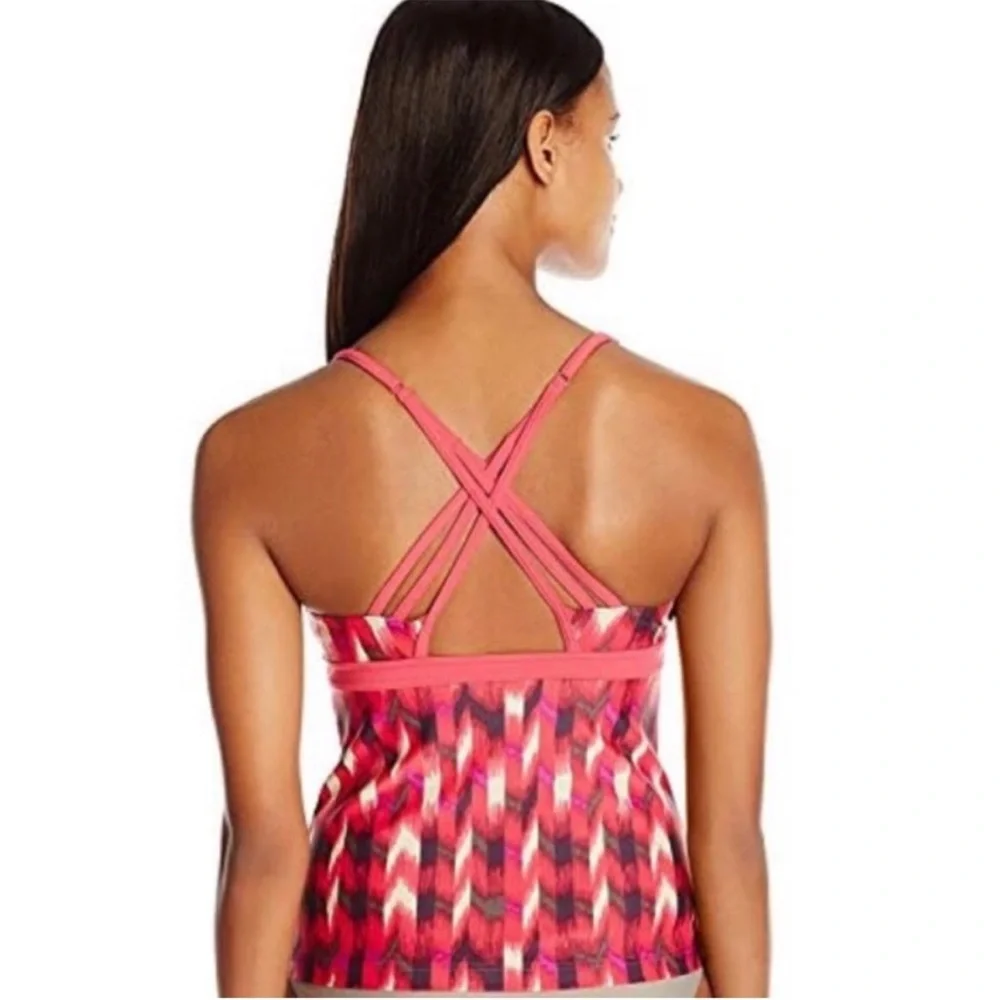 Prana Pink Cyra Tankini Swimsuit Top Size Small US 4-6 Modest Full Coverage Swim